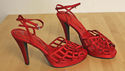 Amanda Smith Shoes Spike Heels Open Toe Weave Red 