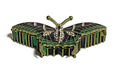 Brass Enamel and Rhinestone Butterfly Trinket Box 