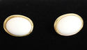 Vintage Signed TRIFARI White Enamel & Gold Design 