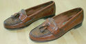 Cole Haan Moc Toe Basketweave Brown Tassel Leather