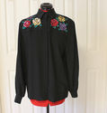 Cowgirl Western Shirt Beaded Roses Rodeo 100 % Sil