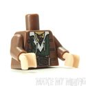 Lego Torso #884 - Reddish Brown with Dark Green Ve