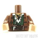 Lego Torso #884 - Reddish Brown with Dark Green Ve