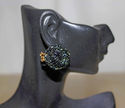 Vintage Emerald Green Bead Cluster Clip Earrings J