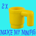 Lego Minifig Utensil Yellow Cup Mug Pair NEW