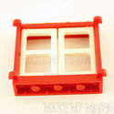 Lego Window 1 x 4 x 3 with 4 Panes Red Frame White