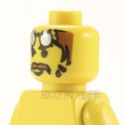 Lego Head #32 - Male Glasses on Forehead, Brown Ha