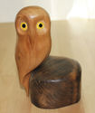 Vintage Saw Whet Owl Handcrafted Cherrywood Migrat