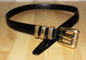 Vintage Brighton Black Leather 4-Piece Gold Buckle