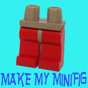 Lego Minifig Dark Tan Hips & Red Legs - NEW