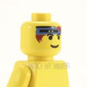 Lego Head #100 - Male Head Blue Headband, Brown Ha