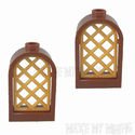 Lego Brown Castle Window Rounded Top with Gold Lat