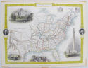 1851 Hand Colored Map of the United States by John