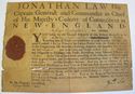 1750. Document Signed. Jonathan Law. Military. Col