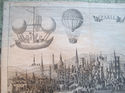 18th century - Hot-air Balloons over Paris - Engra