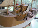 Vintage Portuguese fishing trawler, boat model. Lo