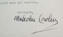 Malcolm Cowley Archive. Book, 3 Letters, 2 Post Ca