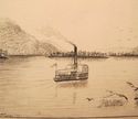 1872. PRIMITIVE PEN & INK DRAWING. HUDSON RIVER. L