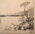 1872. PRIMITIVE PEN & INK DRAWING. HUDSON RIVER. L