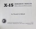 X-15 RESEARCH RESULTS  WITH A SELECTED BIBLIOGRAPH