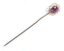 Antique 10K Yellow Gold Cushion Cut Amethyst Stick