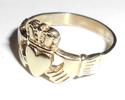 14K Yellow Gold Hand Cut Ladies Irish Claddagh Rin