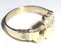 14K Yellow Gold Hand Cut Ladies Irish Claddagh Rin