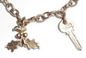 Vintage BA Ballou 14K Gold Charm Bracelet Dog Key 