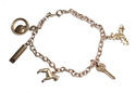 Vintage BA Ballou 14K Gold Charm Bracelet Dog Key 