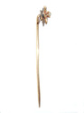 Antique 14K Yellow Gold Seed Pearl Flower Stickpin