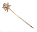 Antique 14K Yellow Gold Seed Pearl Flower Stickpin