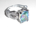 14K White Gold Brazilian Rainbow Mystic Topaz Diam