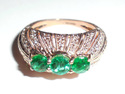 Very Fancy 14K Rose Gold 1.56 CTS Emerald and Diam