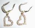 14K Yellow Gold Showy Dangling Heart Leverback Ear