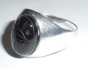 Vintage Carved Onyx Scarab Sterling Silver Mens Ri