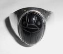 Vintage Carved Onyx Scarab Sterling Silver Mens Ri