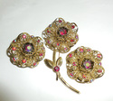 Vintage Sarah Cov Coventry Blooming Rose Pin Earri
