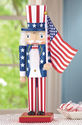 Wooden Patriotic Nutcracker Holding American Flag 