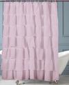 Lilac Tiered Crinkle Ruffles Fabric Shower Curtain