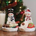 Adorable Christmas Snowmen Cookie Plate 2 Piece Ce