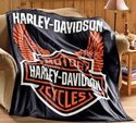 Harley Davidson Motorcycle So Soft Fleece Throw Bl