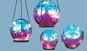 Lighted Blue & Purple Mercury Glass Gazing Balls w