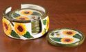 Sunflower Ceramic Coaster Set Padded Feet Bottoms 