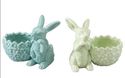 Glazed Ceramic Bunny Rabbit Easter Egg Holders or 