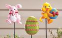 Easter Egg Bunny Rabbit & Baby Chick Planter Stake