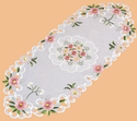 Embroidered Pink & Yellow Daisies Dresser Scarf Cu