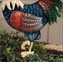 Vibrant Country Rooster Garden Stake 16"H