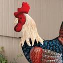 Vibrant Country Rooster Garden Stake 16"H