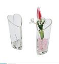 Elegant Heart Shaped Glass Vase Angle Cut Top Grea