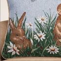 Easter Tapestry Throw Pillow Cover Bunnies Spring 